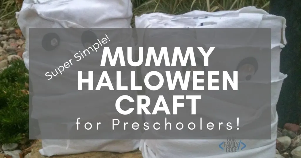 Cereal Box Mummy Recycled Art Halloween Craft for Kids preschool mummy halloween craft Mummy Preschool Halloween Craft Header