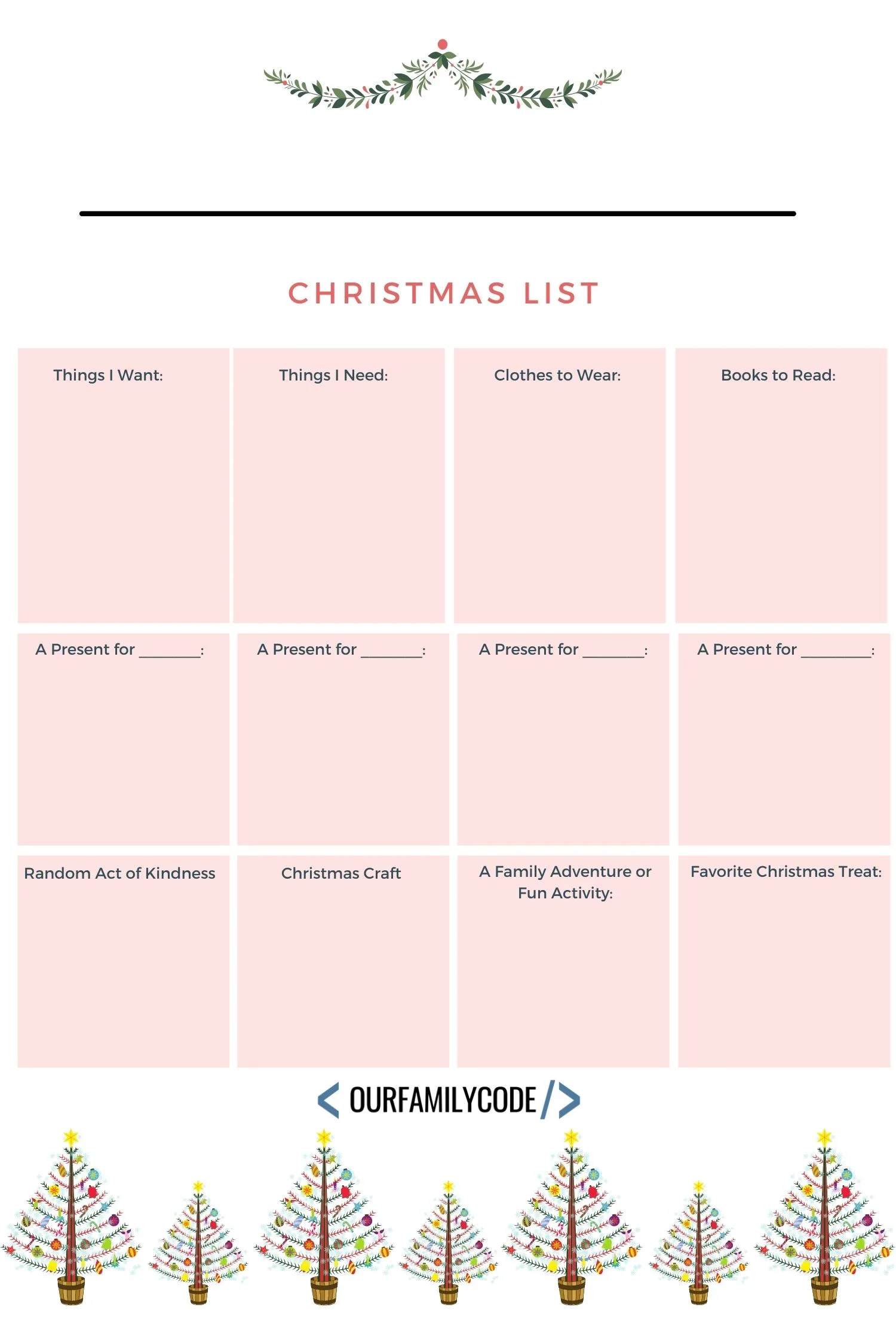 Printable Christmas Wish List Template - The Printables Fairy