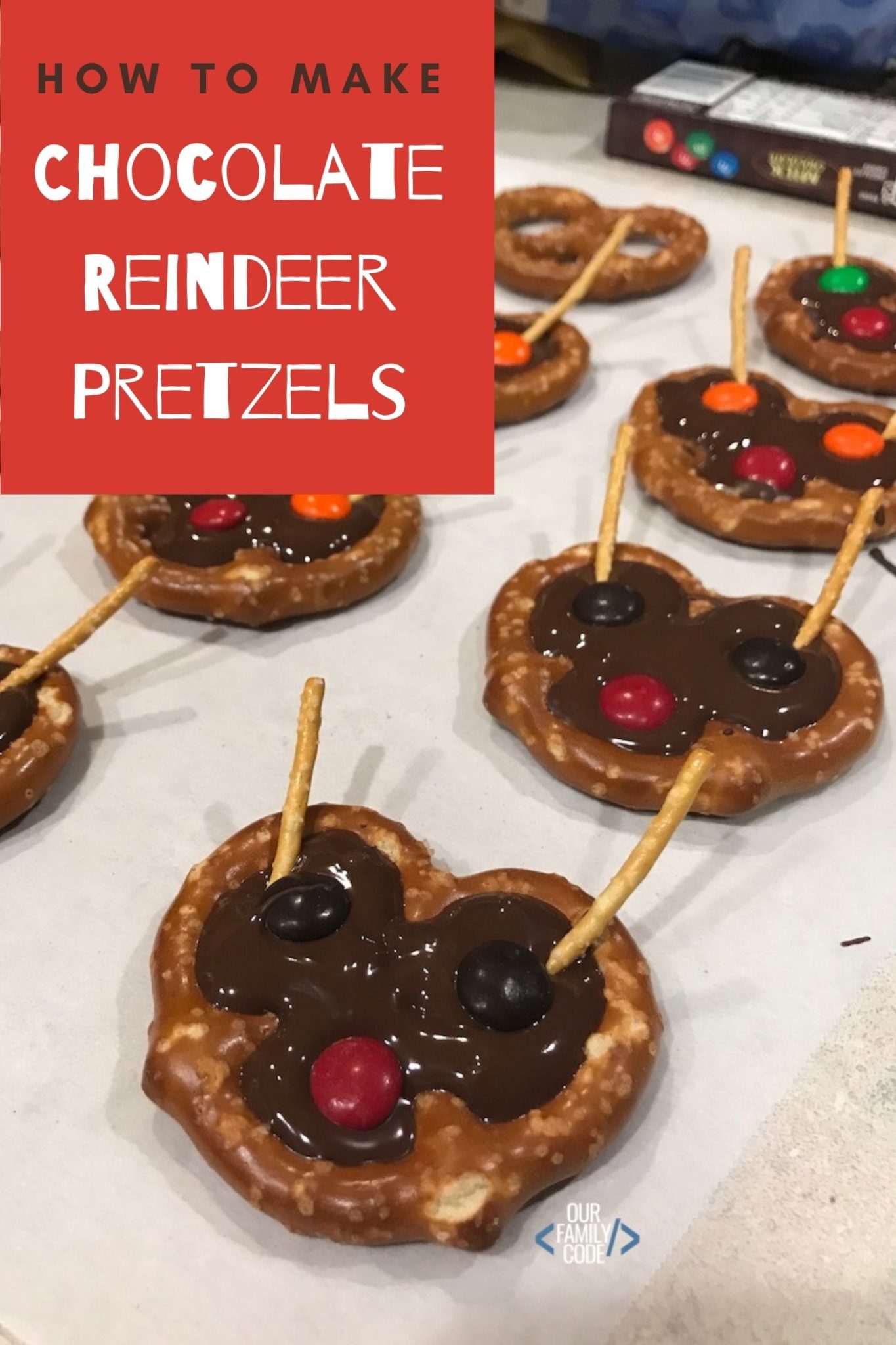 Chocolate Reindeer Pretzels that Your Kids Can Make! Our Family Code
