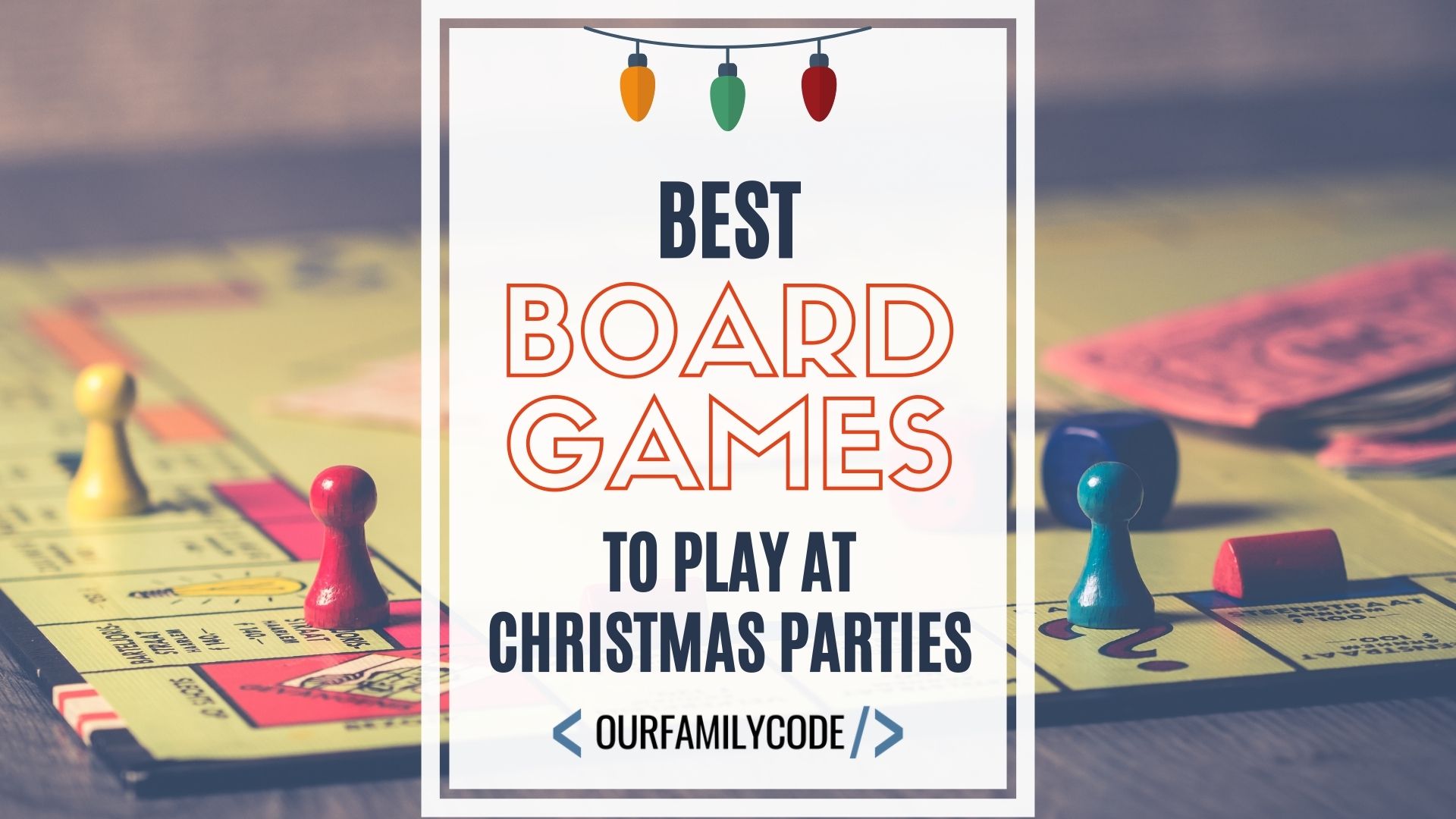A blog header with "Best Board Games to Play at Christmas parties"