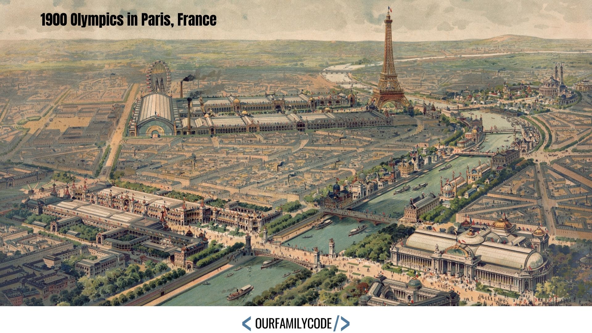 A Panoramic view of the Universal Exposition in Paris in 1900. The Everett Collection.