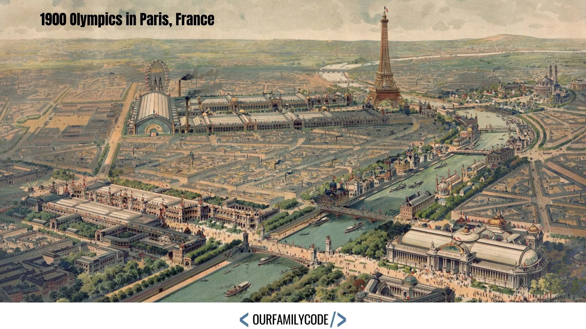 A Panoramic view of the Universal Exposition in Paris in 1900. The Everett Collection.