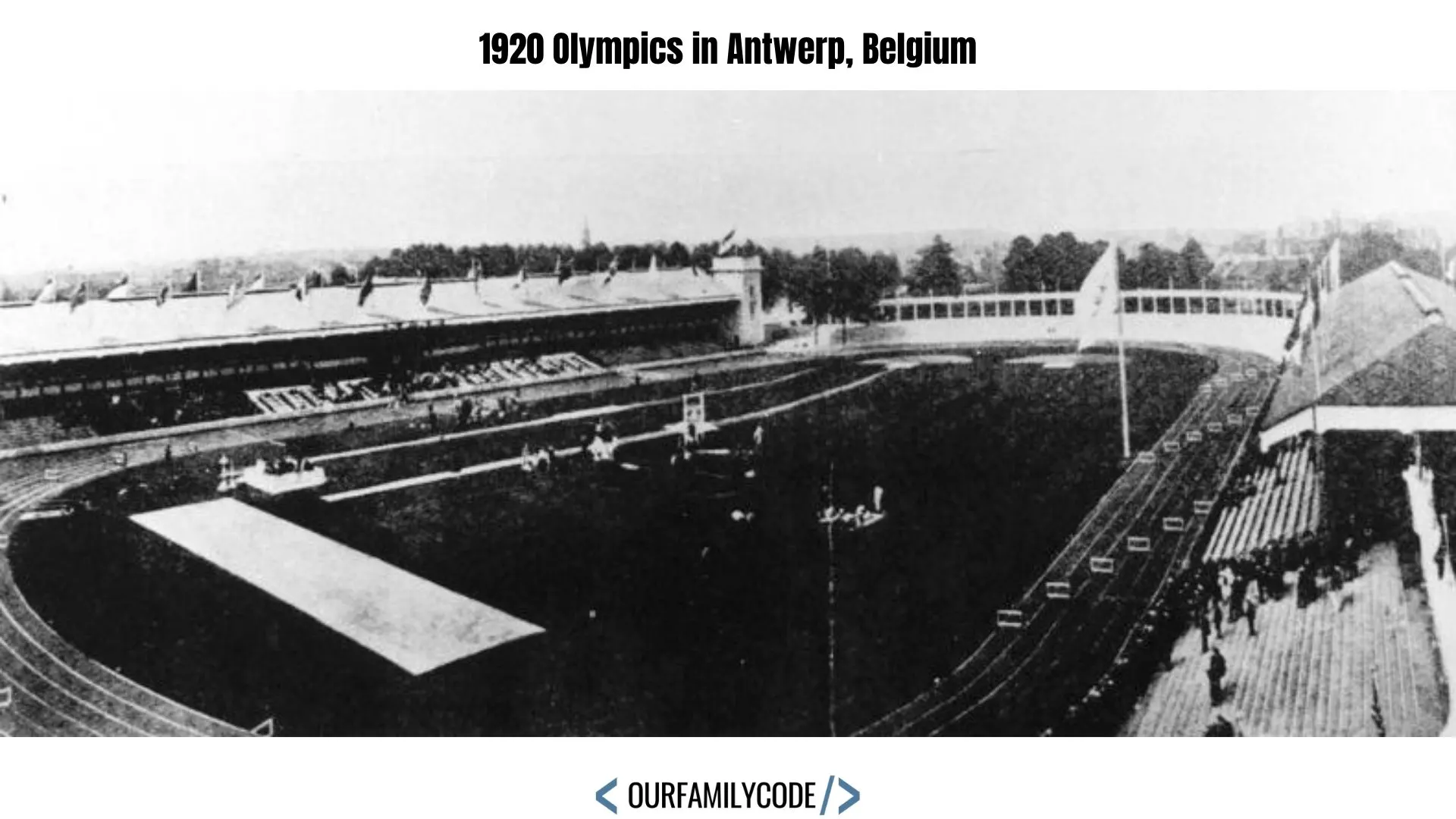 A picture of Olympisch Stadion from the 1920 Olympic Games in Antwerp, Belgium.