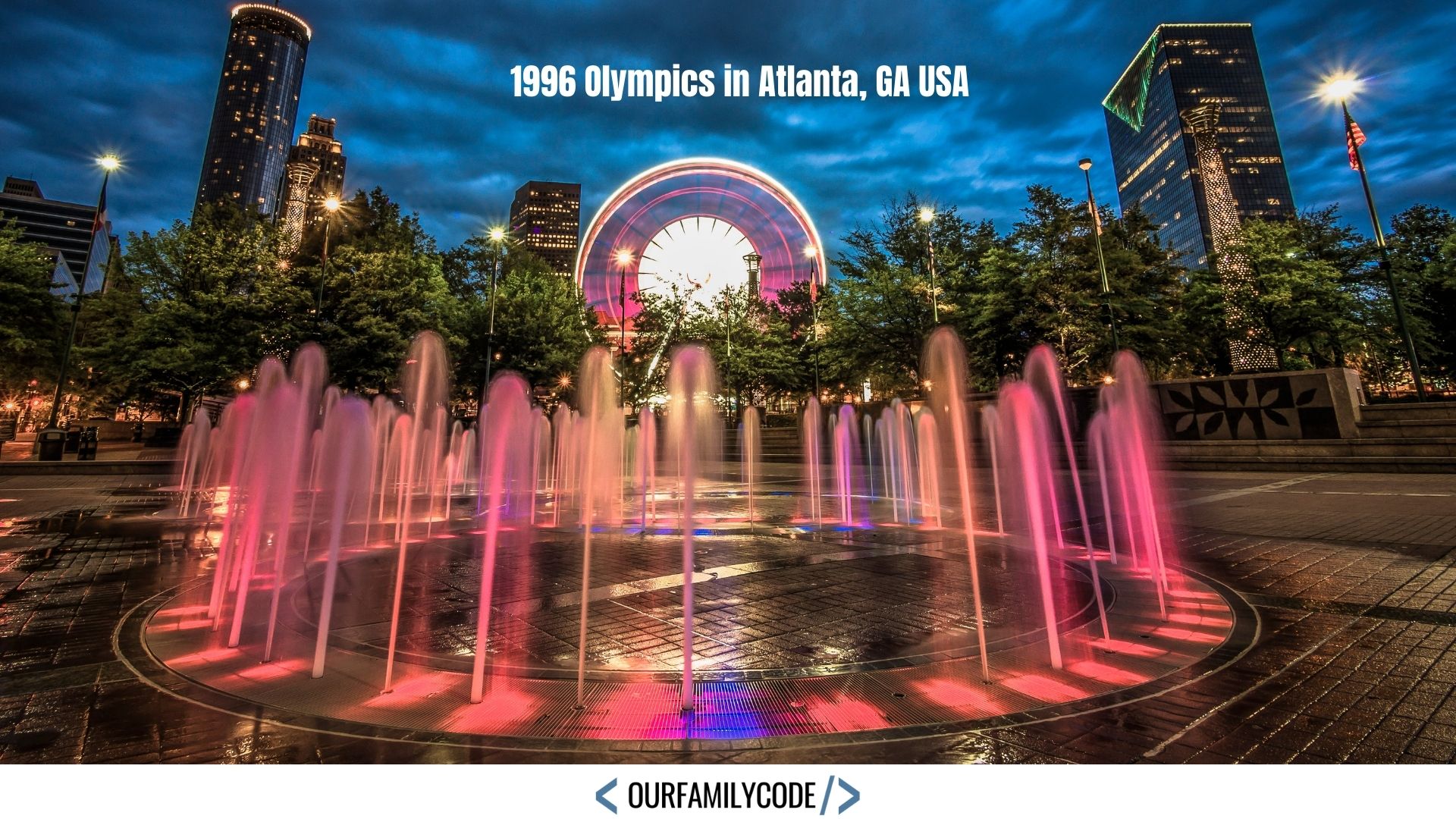 The Centennial Olympic Park Fountains built for the 1996 Summer Olympics in Atlanta, Georgia.