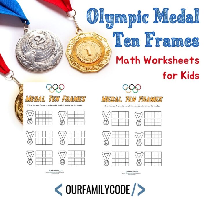 Olympic Medal Ten Frames Worksheets for Kids