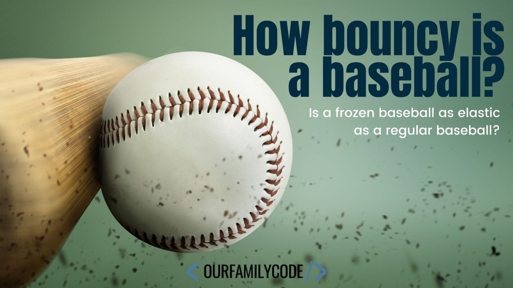 Frozen Baseball Experiment Sports STEM how bouncy is a baseball A picture of a bat hitting a baseball with text that says "how bouncy is a baseball? Is a frozen baseball as elastic as a regular baseball?"