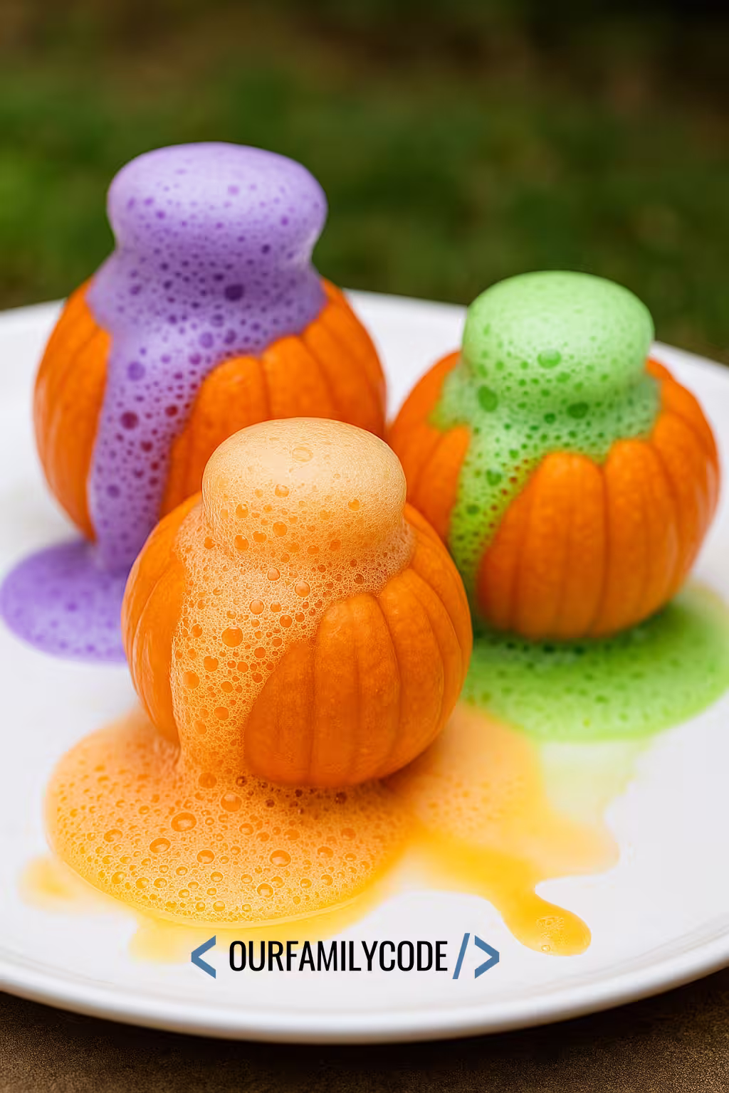 colorful mini erupting pumpkin volcanoes