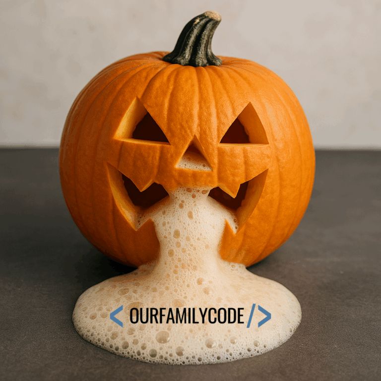 Mini erupting pumpkins foaming during a baking soda and vinegar science experiment