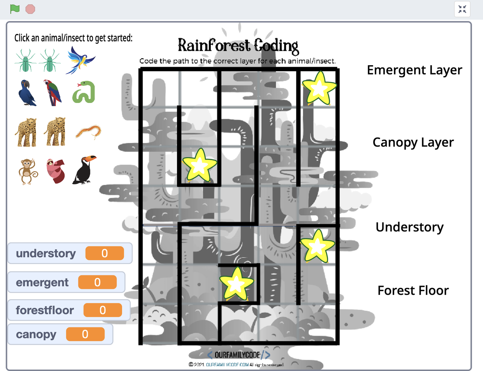 Scratch Rainforest Coding Activity: Code the Layers of the Rainforest Layers of the Rainforest Scratch Coding Game Scratch rainforest coding game using the same maze background as the unplugged Layers of the Rainforest worksheet