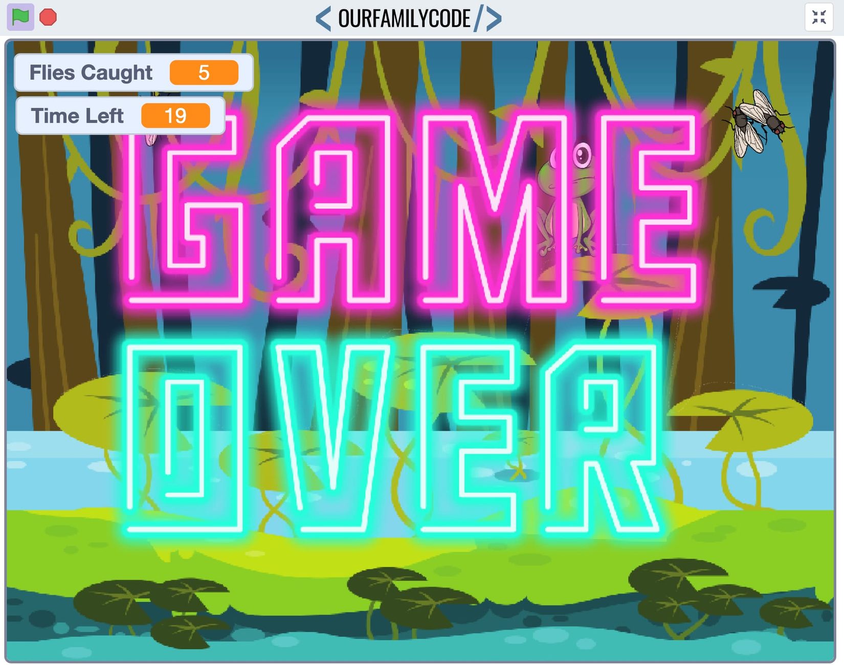 Scratch Frog Game: Catch the Flies Before Time Runs Out Scratch Frog Game Game Over Screen Scratch Frog Game Game Over Screen